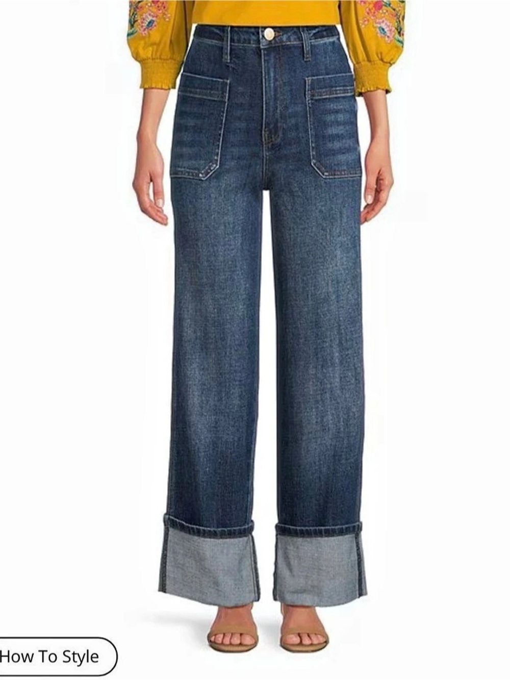 Kut from the Kloth Serene Cuffed Straight Leg Jeans in Blue Size 8